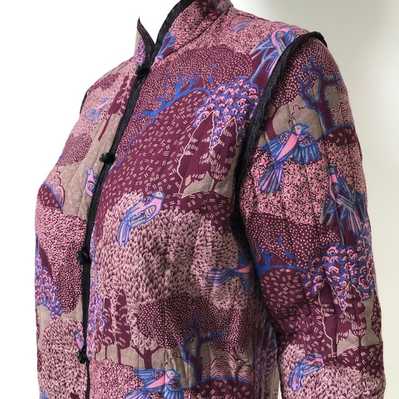 VTG Vintage 1970s / 70s Quilted Jacket Bird Nature Pattern - Picture 5 of 9